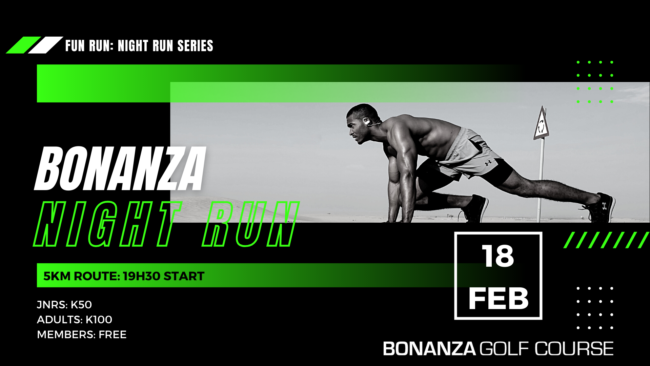 bonanza golf course, zambia, Lusaka, fitness, running, 5km, night run